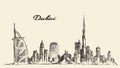 Dubai City skyline Hand drawn vector illustration Royalty Free Stock Photo