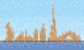 Dubai city skyline, pixel art background Royalty Free Stock Photo