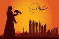Dubai city skyline silhouette background Royalty Free Stock Photo