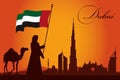 Dubai city skyline silhouette background Royalty Free Stock Photo