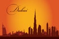 Dubai city skyline silhouette background Royalty Free Stock Photo