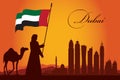 Dubai city skyline silhouette background Royalty Free Stock Photo