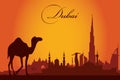 Dubai city skyline silhouette background Royalty Free Stock Photo