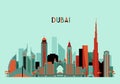 Dubai City Skyline Silhouette. Flat Design, Trendy Royalty Free Stock Photo