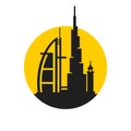 Dubai City Skyline Silhouette Icon on White Background. Vector Royalty Free Stock Photo