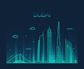 Dubai City skyline Trendy vector line art Royalty Free Stock Photo