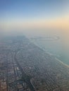 Dubai city view from an airplane window Royalty Free Stock Photo