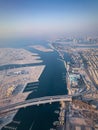 Dubai city view from an airplane window Royalty Free Stock Photo