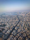 Dubai city view from an airplane window Royalty Free Stock Photo