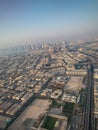 Dubai city view from an airplane window