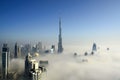 Dubai City view in fog