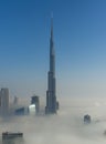 Dubai City view in fog