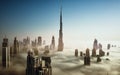 Dubai City view in fog
