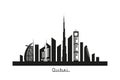 Dubai cityscape black silhouette