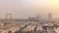 Dubai cityscape during sand storm timelapse