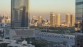 Dubai cityscape showing al barsha area at sunset timelapse in united arab emirates Royalty Free Stock Photo