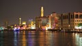 Dubai Creek at Night Royalty Free Stock Photo
