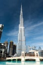 Dubai, December 2019. Building crane near Burj Khalifa tower
