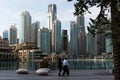 Dubai, December 2019. People walking near the Dubai shopping mall