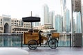 Dubai, December 2019. Trade cart near the Dubai shopping mall