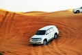 The Dubai desert trip in off-road car is major tourists attraction in Dubai Royalty Free Stock Photo