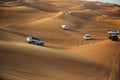 The Dubai desert trip in off-road car is major tourists attraction Royalty Free Stock Photo