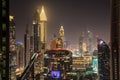 Dubai DIFC district after sunset. Royalty Free Stock Photo