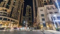 Dubai downtown and Burj Khalifa timelapse hyperlapse in Dubai, UAE Royalty Free Stock Photo