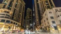 Dubai downtown and Burj Khalifa timelapse hyperlapse in Dubai, UAE Royalty Free Stock Photo