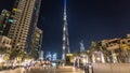 Dubai downtown and Burj Khalifa timelapse hyperlapse in Dubai, UAE Royalty Free Stock Photo