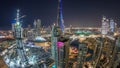 Dubai downtown cityscape with Burj Khalifa, LightUp light show aerial Royalty Free Stock Photo