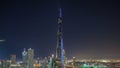 Dubai downtown cityscape with Burj Khalifa, LightUp light show aerial timelapse Royalty Free Stock Photo