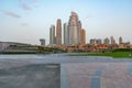 Dubai downtown almost empty due to sterilization program to prevent COVID-19 outbreak. Government decision against epidemic