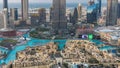 Dubai Downtown day to night timelapse view from the top in Dubai, United Arab Emirates Royalty Free Stock Photo