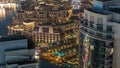 Dubai downtown night aerial Royalty Free Stock Photo