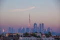 Dubai downtown night scene with city lights Royalty Free Stock Photo