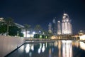 Dubai downtown night scene with city lights Royalty Free Stock Photo