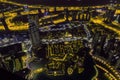 Dubai downtown night scene with city lights. Top view Royalty Free Stock Photo