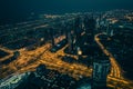 Dubai downtown night scene with city lights Royalty Free Stock Photo