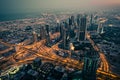 Dubai downtown night scene with city lights Royalty Free Stock Photo