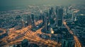 Dubai downtown night scene with city lights Royalty Free Stock Photo