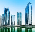 Dubai downtown night scene, Jumeirah Lake Towers