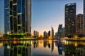 Dubai downtown night scene, Jumeirah Lake Towers Royalty Free Stock Photo