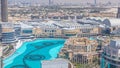 Dubai downtown at sunny day timelapse Royalty Free Stock Photo