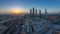 Dubai downtown with sunrise . Top view from above Royalty Free Stock Photo