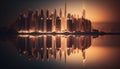 Dubai, Emirates, night city with buildings, night view with amazing reflection Royalty Free Stock Photo