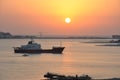 harbor at sunset ship 1 Royalty Free Stock Photo