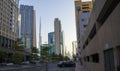 Dubai Financial Center road. Landmarks such Burj Khalifa, tallest building in the world, Index tower and Address Sky view can be