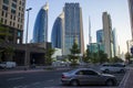 Dubai Financial Center road. Landmarks such Burj Khalifa, tallest building in the world, Index tower, Park towers and Address Sky