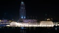 Dubai fountains show at night. Tourist attraction dancing fountain at Dubai Mall., UAE Royalty Free Stock Photo